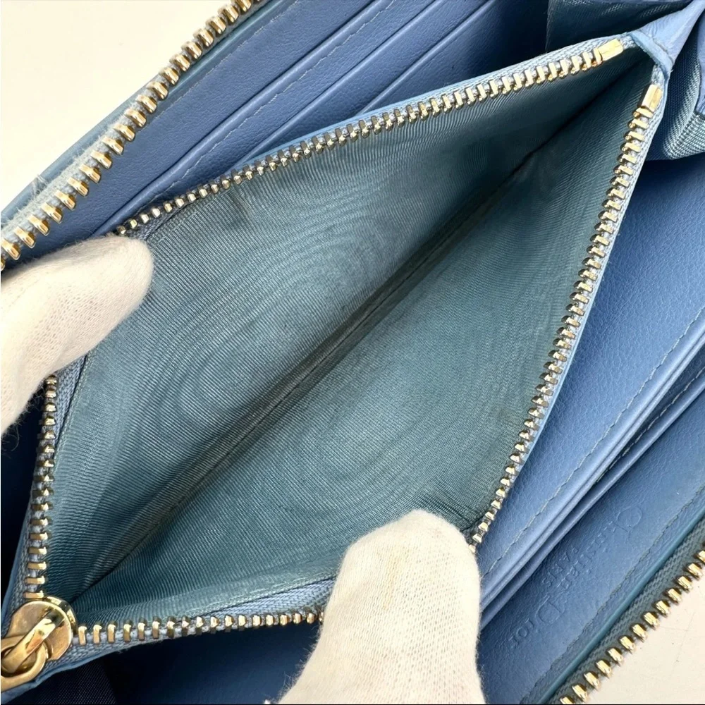 🩵DIOR Blue Quilted Patent Leather Wallet🩵